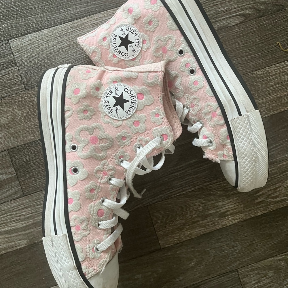 Converse Kids Pink and White Floral Sneakers
